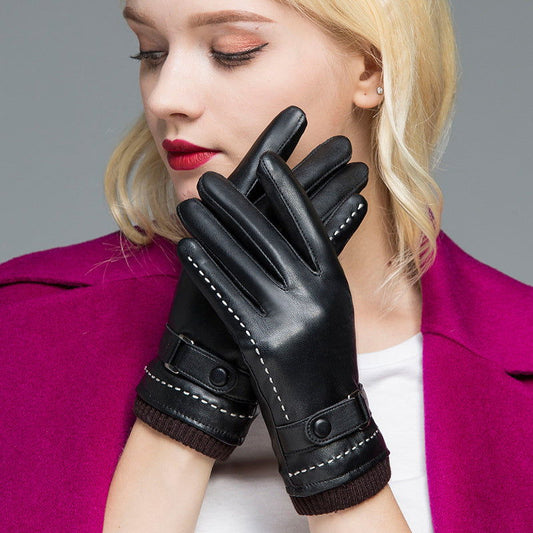 Sheepskin Leather Touch Screen Gloves - HatnGloves.com