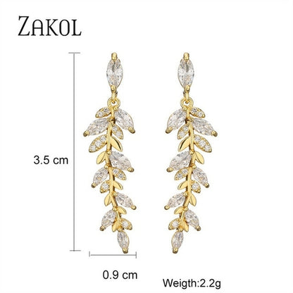 Zakol Marquise Cut Cluster Flower Zirconia Crystal Long Dangle Drop