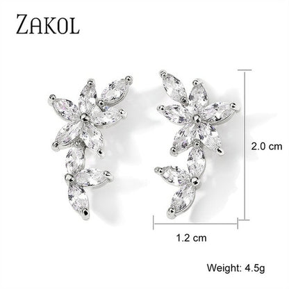 Zakol Marquise Cut Cluster Flower Zirconia Crystal Long Dangle Drop