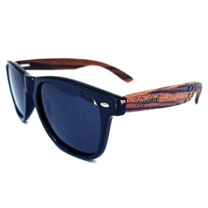 Zebrawood Sunglasses, Stars and Bars With Wooden Case, Polarized