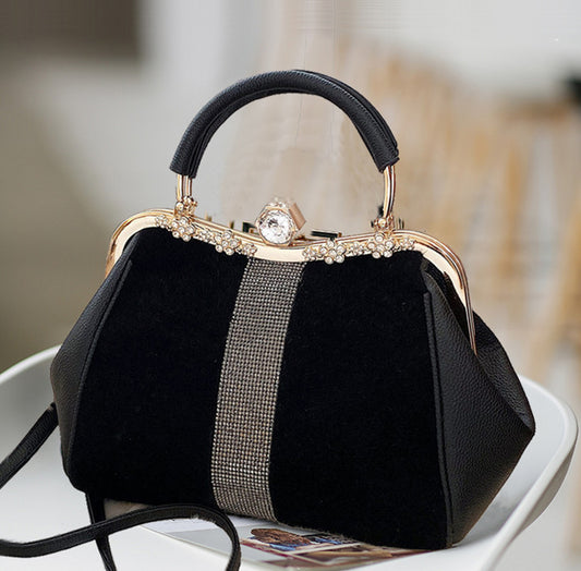 Women's Elegant Diamond Embellished Handbag