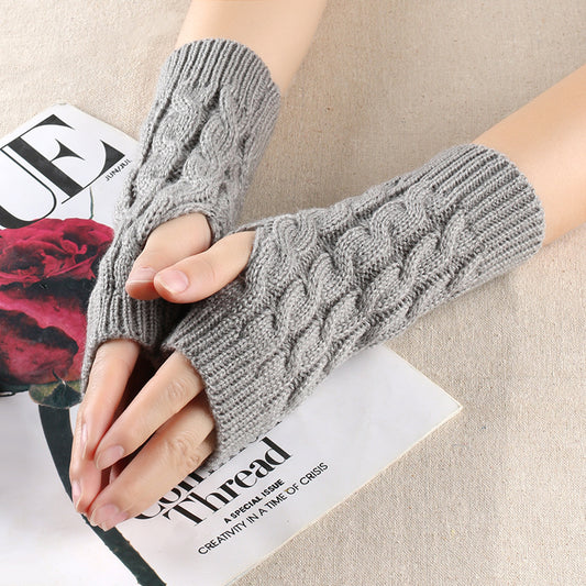 Warm Wool Gloves Winter Open Finger Gloves