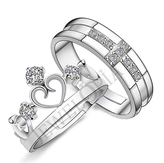 JEWELOPIA Silver Plated Adjustable Couples Rings