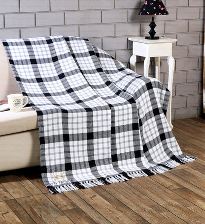 100% Cotton Woven Plaid Medium Weigh Throw Blanket 50x60''