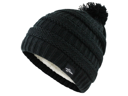 Warmest Plush Insulated Cuff Knit Pom Women Winter Beanie Hat Women