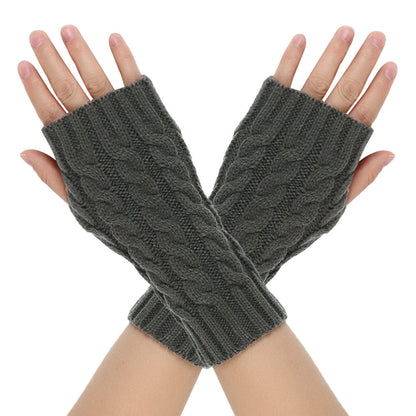 Warm Wool Gloves Winter Open Finger Gloves