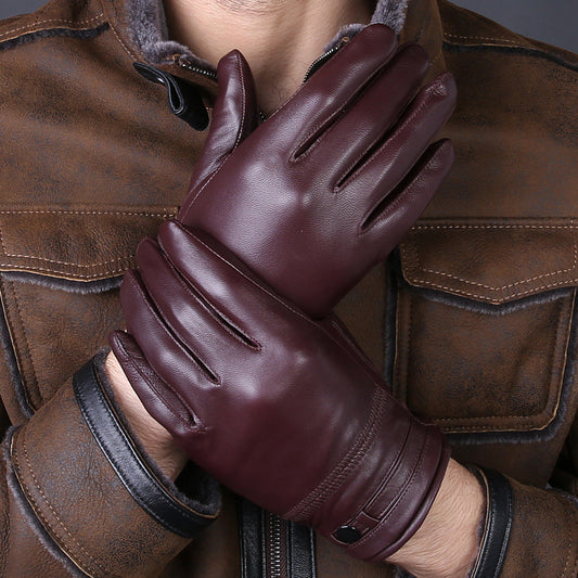 Winter Warm Thick Men's Leather Gloves