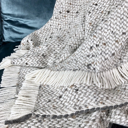 Chunky Gray Weave Alpaca Throw