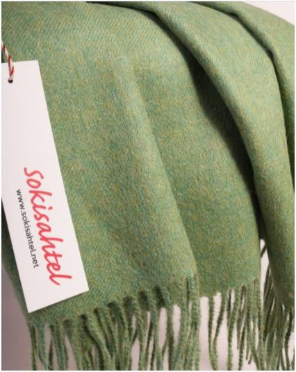 Alpaca wool light green plaid throw blanket